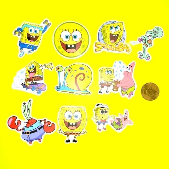 3/$20 Brand New 10x Waterproof Spongebob Stickers - Picture 1 of 1